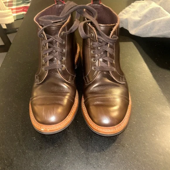 Allen Edmonds Dark Brown Leather Boots (Patton Weatherproof  display picture 1